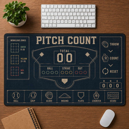 Pitch Count Blueprint Desk Mat | 5To9Vibe