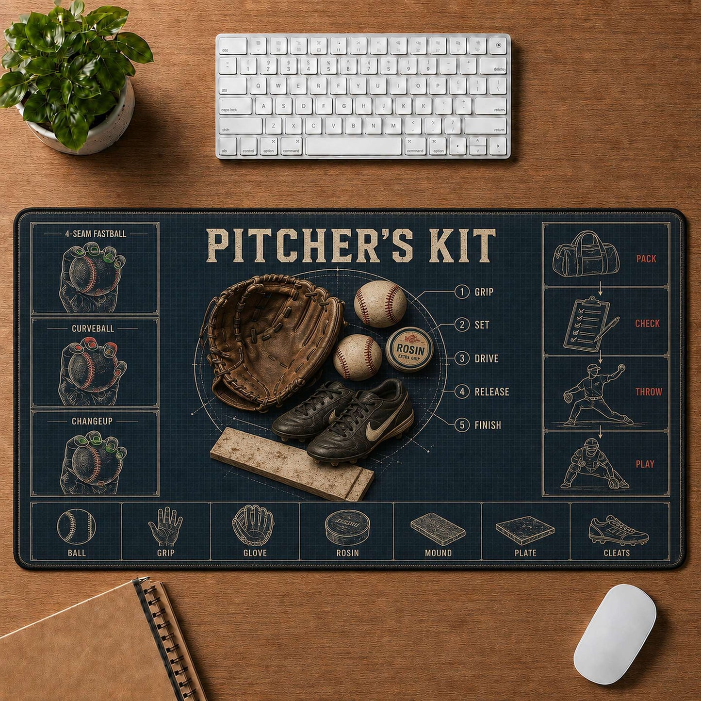Pitcher's Kit Blueprint Desk Mat | 5To9Vibe
