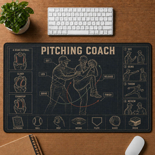 Pitching Coach Blueprint Desk Mat | 5To9Vibe