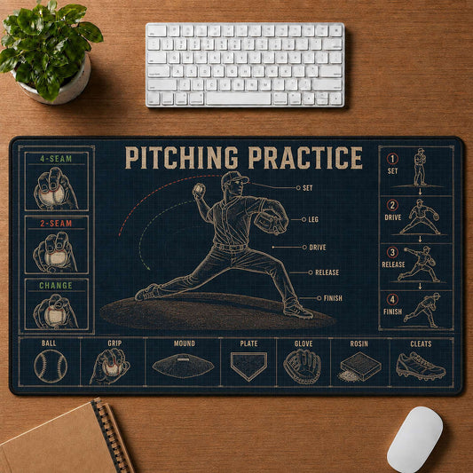 Pitching Practice Blueprint Desk Mat | 5To9Vibe