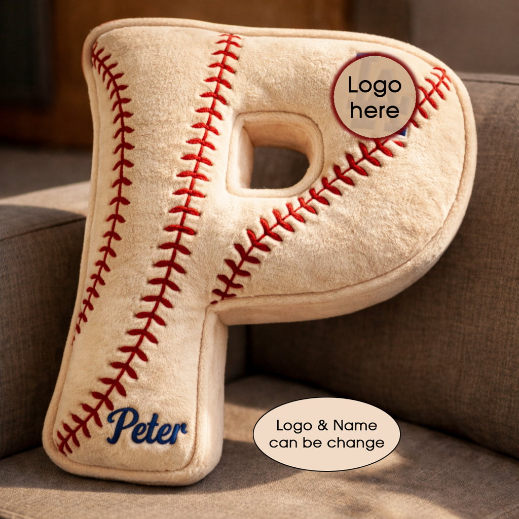 Baseball Pillow Custom Name & Logo Gift For Kids, Friends, Family Irregular-Shaped Pillow Custom-Shaped Pillow-5TO9VIBE