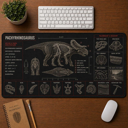 Pachyrhinosaurus Dinosaur Blueprint Desk Mat | 5To9Vibe
