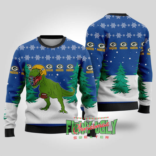 Packers NFL Trex Ugly Christmas Sweater Royal