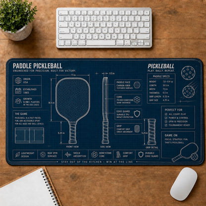 Pickleball Paddle Sports Technique Guide Desk Mat | 5To9Vibe