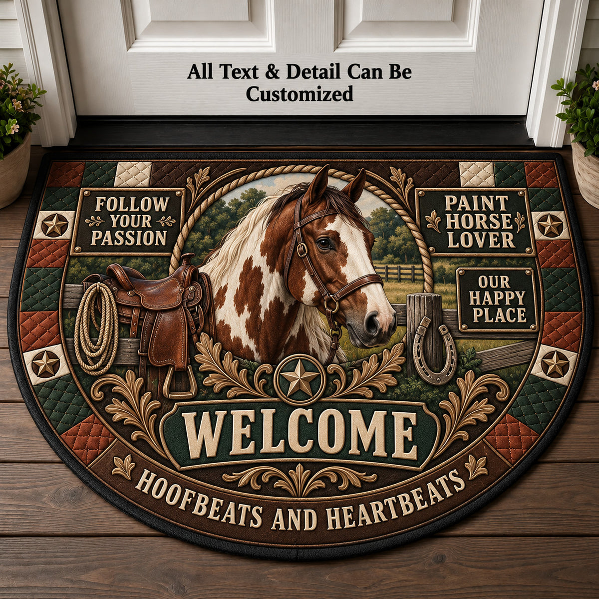 Paint Horse Lover Personalized Half Round Mat | 5To9Vibe