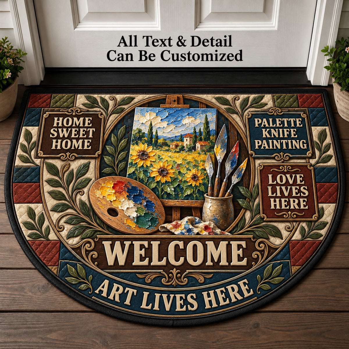 Palette Knife Painting Personalized Half Round Mat | 5To9Vibe