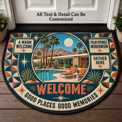 Palm Springs Modernism Personalized Half Round Mat | 5To9Vibe