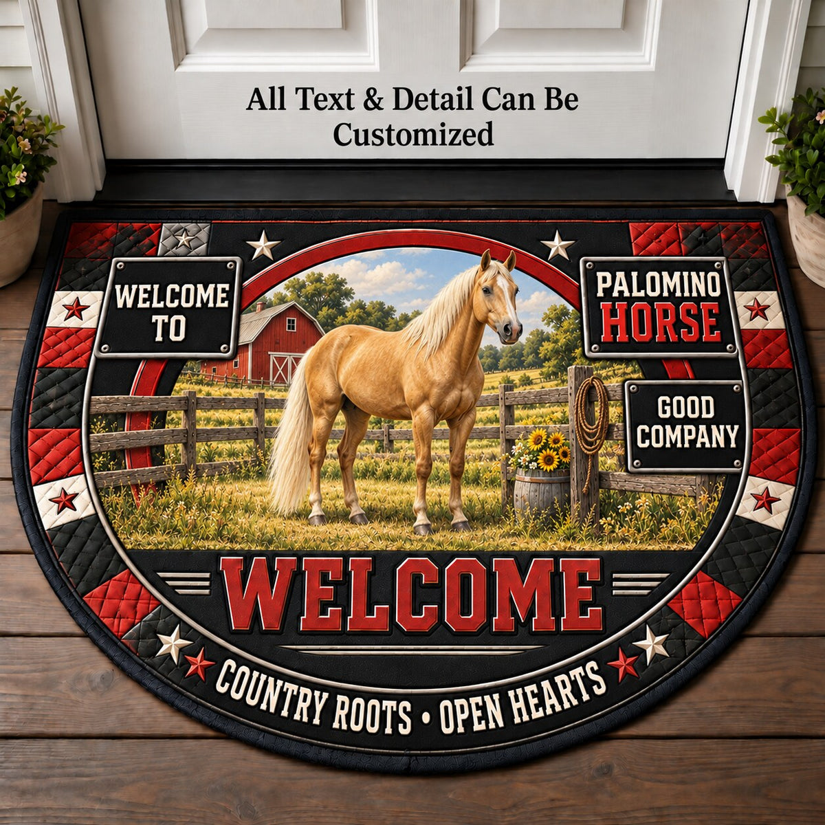Palomino Horse Personalized Half Round Mat | 5To9Vibe