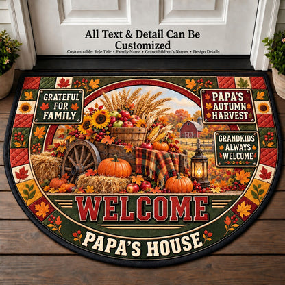 Papa's Autumn Harvest Personalized Half Round Mat | 5To9Vibe