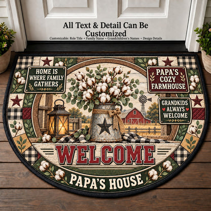Papa's Cozy Farmhouse Personalized Half Round Mat | 5To9Vibe