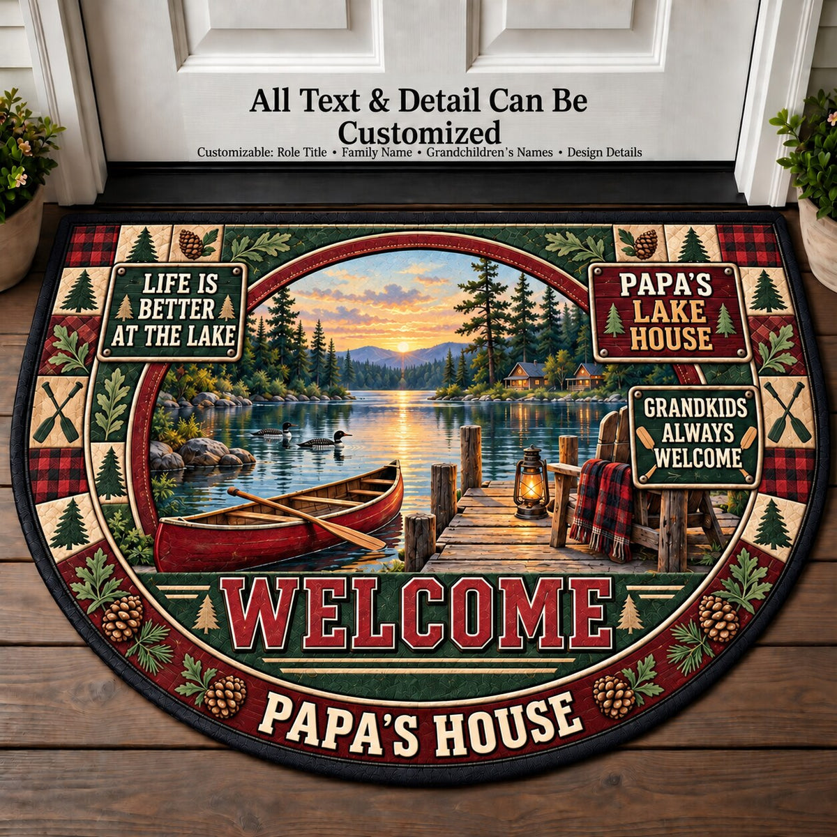 Papa's Lake House Personalized Half Round Mat | 5To9Vibe