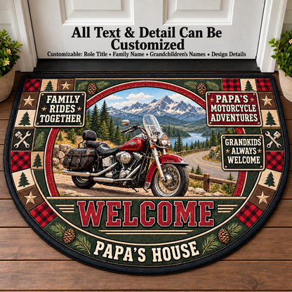Papa's Motorcycle Adventures Personalized Half Round Mat | 5To9Vibe