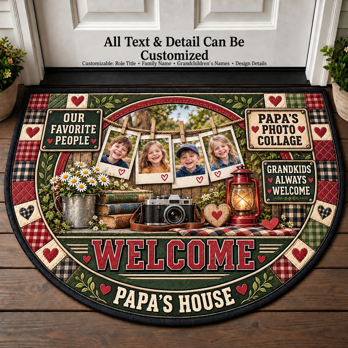 Papa's Photo Collage Personalized Half Round Mat | 5To9Vibe