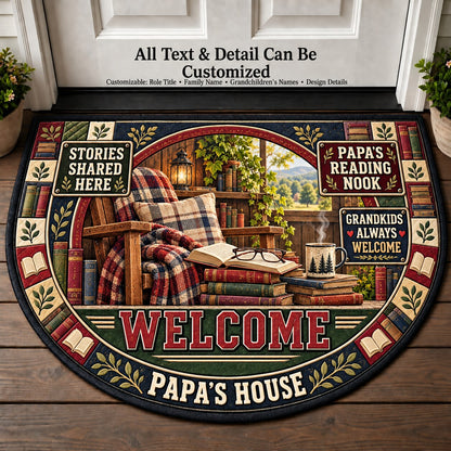 Papa's Reading Nook Personalized Half Round Mat | 5To9Vibe