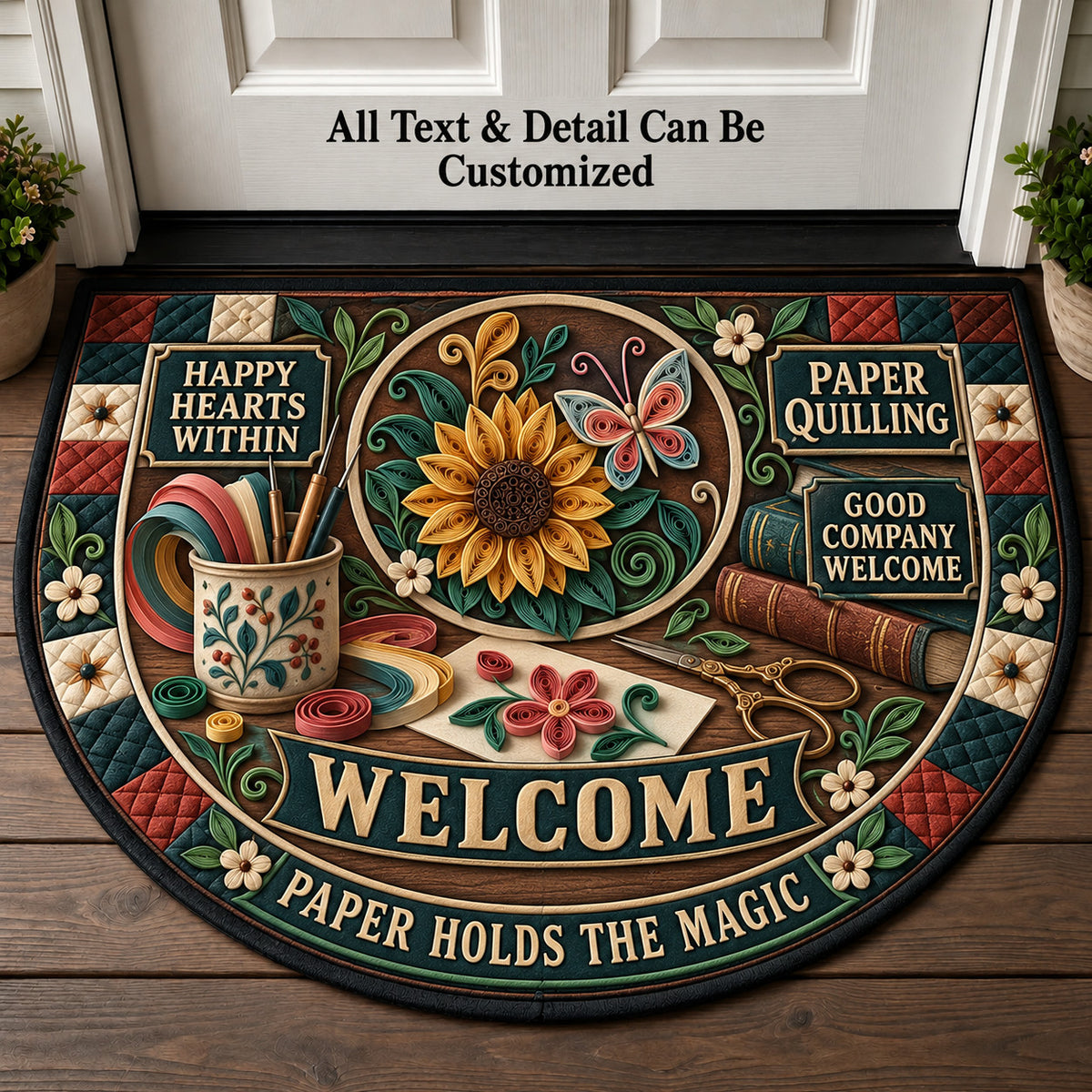Paper Quilling Personalized Half Round Mat | 5To9Vibe
