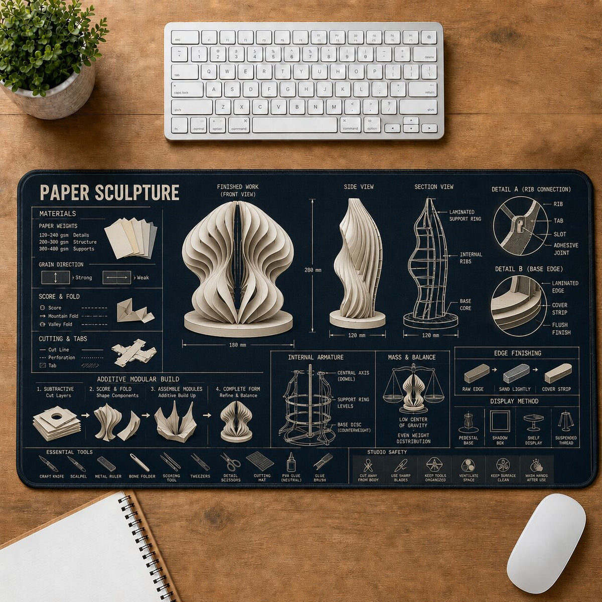 Paper Sculpture Creative Reference Guide Desk Mat | 5To9Vibe
