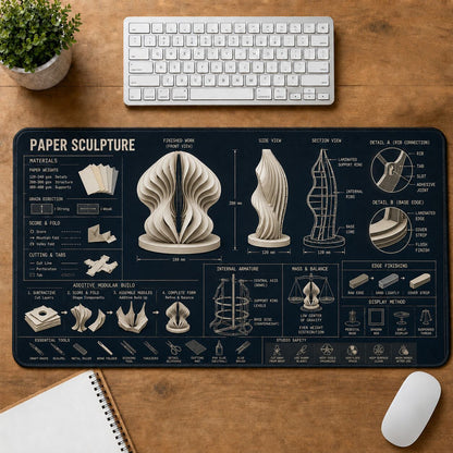 Paper Sculpture Creative Reference Guide Desk Mat | 5To9Vibe