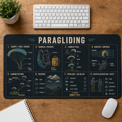 Paragliding Sports Visual Guide Desk Mat | 5To9Vibe