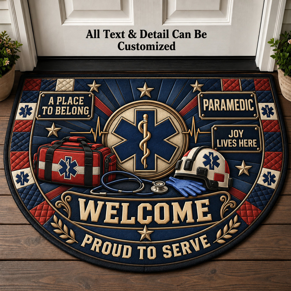 Paramedic Personalized Half Round Mat | 5To9Vibe