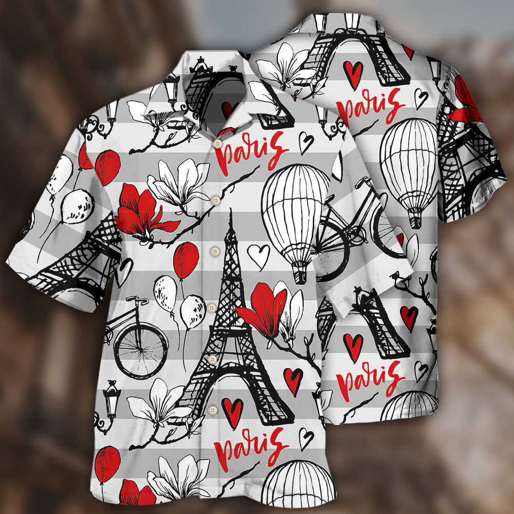 Paris Romantic Love Heart - Hawaiian Shirt 