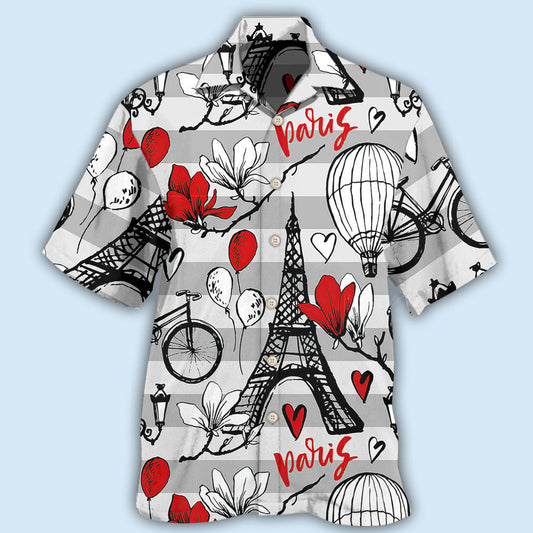 Paris Romantic Love Heart - Hawaiian Shirt 