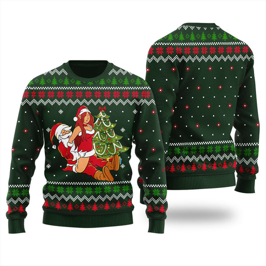 Party By The Tree Sexy Santa Ugly Christmas Sweater