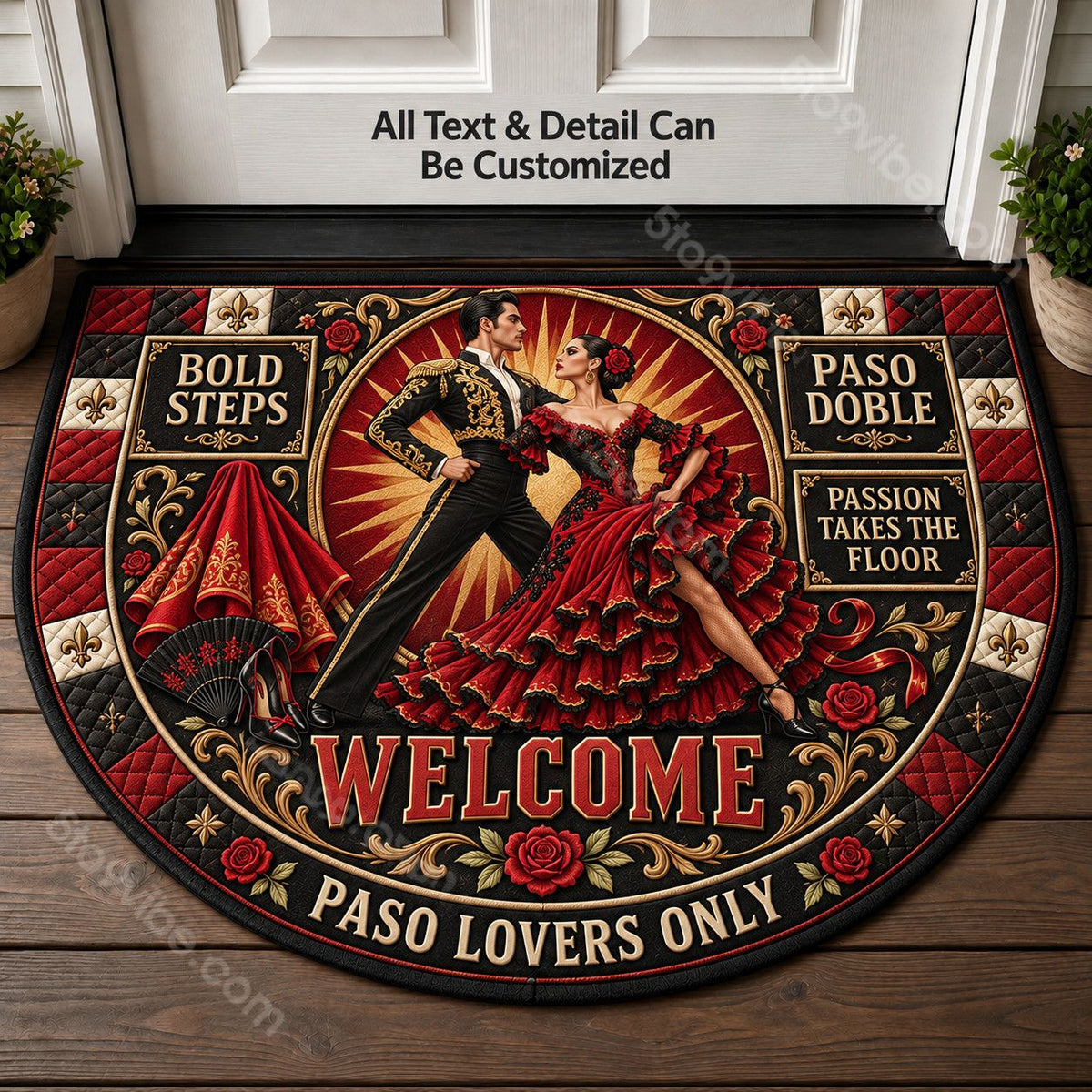 Paso Doble Personalized Half Round Mat | 5To9Vibe