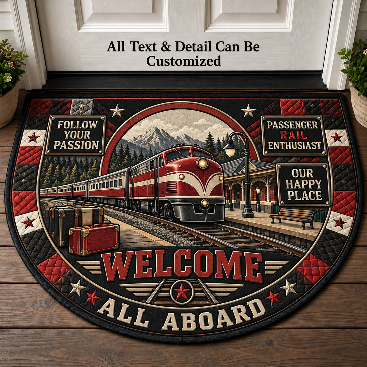 Passenger Rail Enthusiast Personalized Half Round Mat | 5To9Vibe