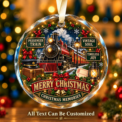 Passenger Train Personalized Glass Ornament | 5To9Vibe