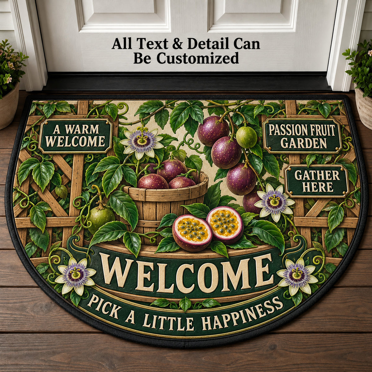Passion Fruit Garden Personalized Half Round Mat | 5To9Vibe