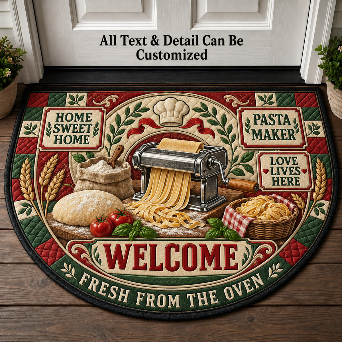 Pasta Maker Personalized Half Round Mat | 5To9Vibe
