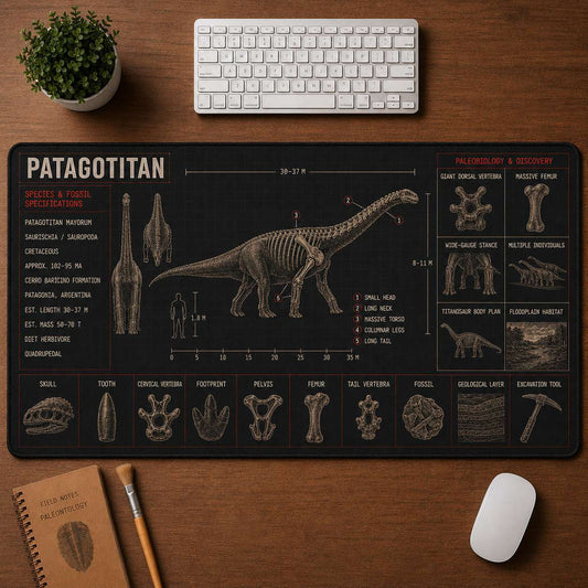 Patagotitan Dinosaur Blueprint Desk Mat | 5To9Vibe