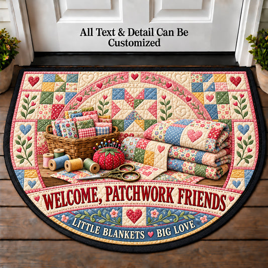 Baby Quilt Keepsake - Patchwork Friends Personalized Half Round Mat | 5To9Vibe