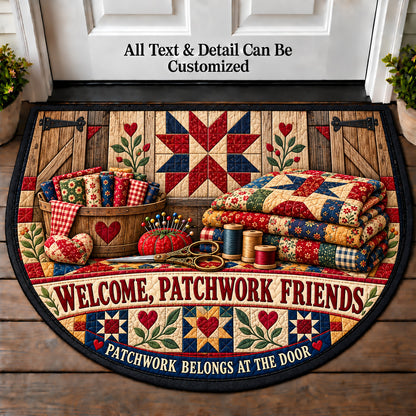 Barn Quilt Accent - Patchwork Friends Personalized Half Round Mat | 5To9Vibe