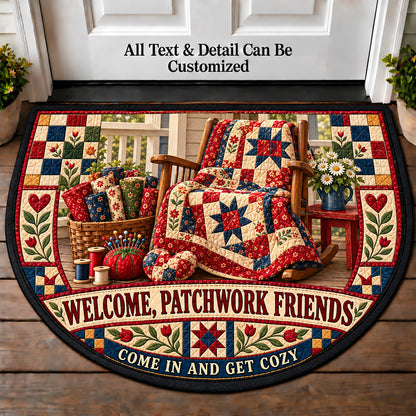 Patchwork Porch - Patchwork Friends Personalized Half Round Mat | 5To9Vibe