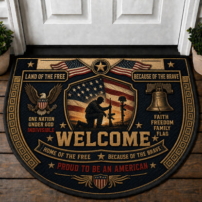 US Military Pride Quilted Print Premium Welcome Mat – Personalized Doormat
