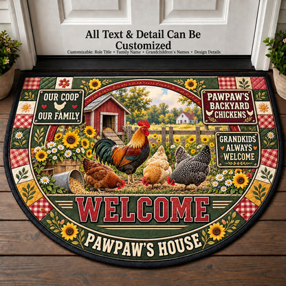 Pawpaw's Backyard Chickens Personalized Half Round Mat | 5To9Vibe