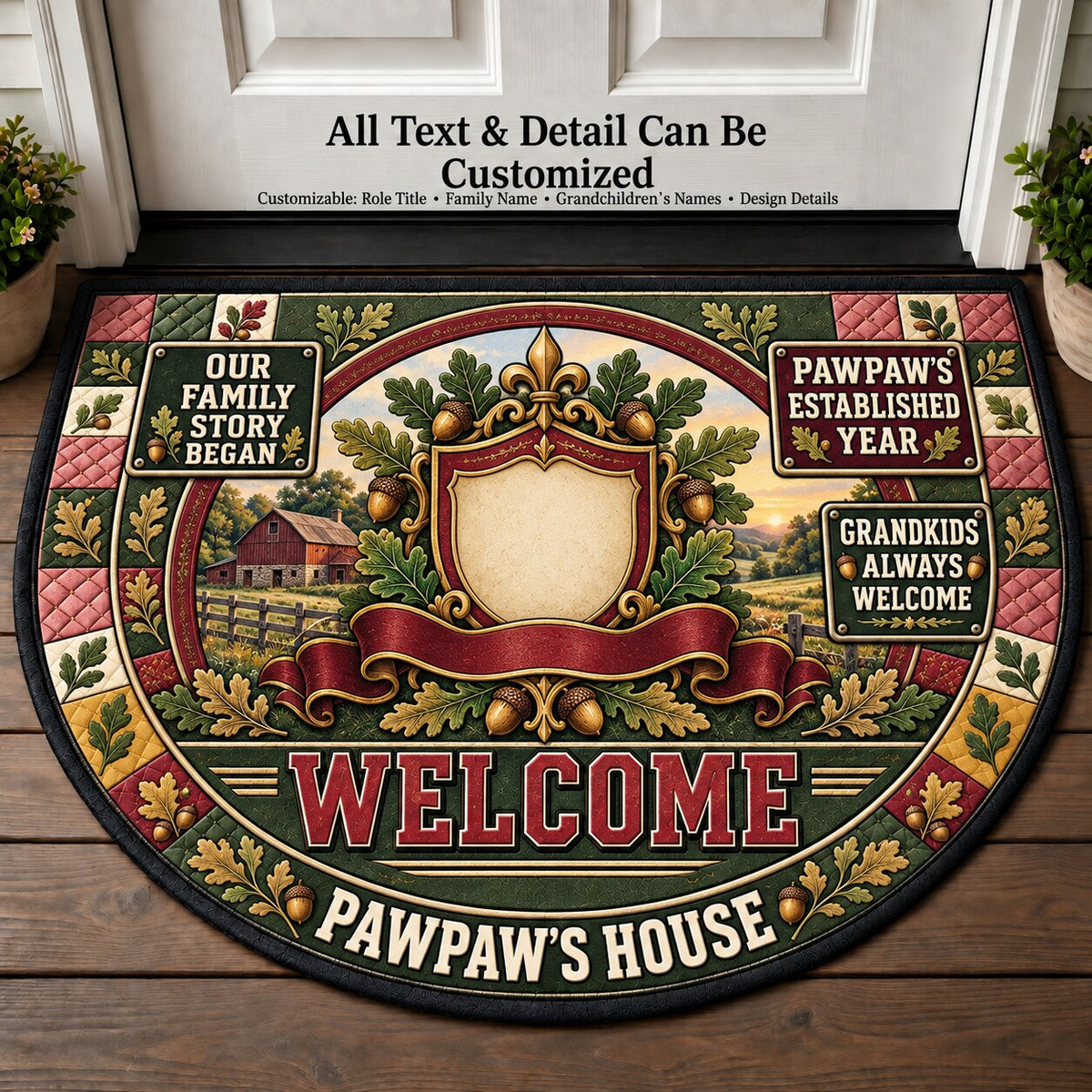 Pawpaw's Established Year Personalized Half Round Mat | 5To9Vibe