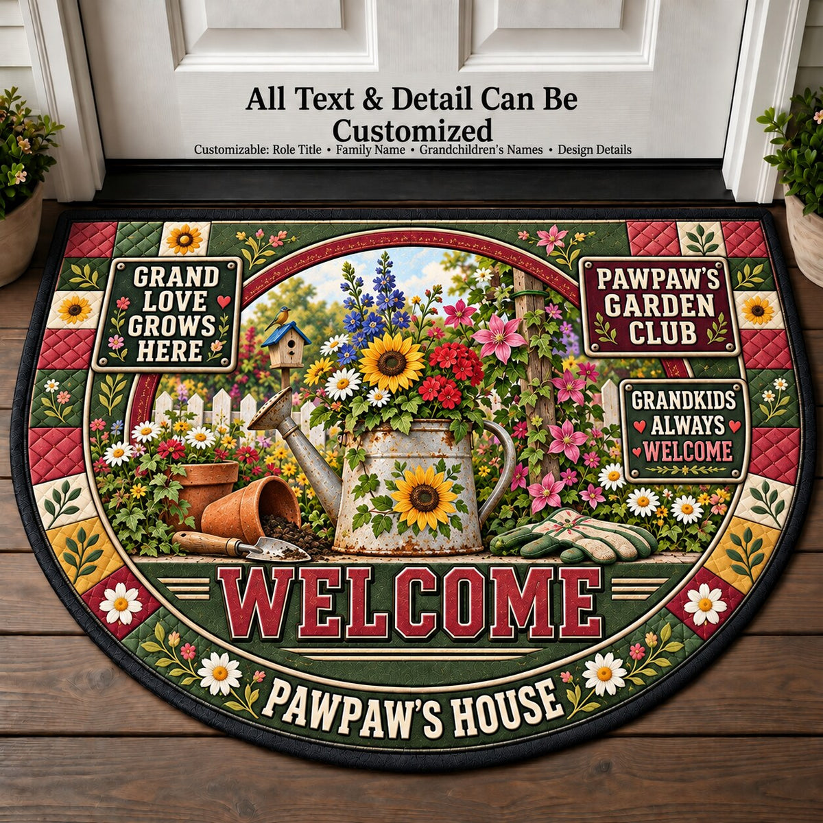 Pawpaw's Garden Club Personalized Half Round Mat | 5To9Vibe