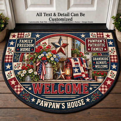 Pawpaw's Patriotic Family Personalized Half Round Mat | 5To9Vibe
