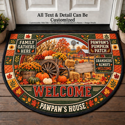 Pawpaw's Pumpkin Patch Personalized Half Round Mat | 5To9Vibe