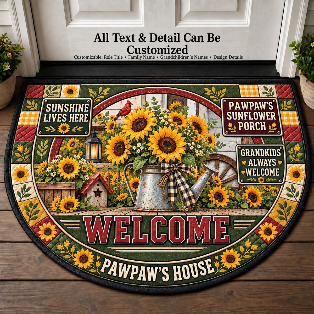 Pawpaw's Sunflower Porch Personalized Half Round Mat | 5To9Vibe