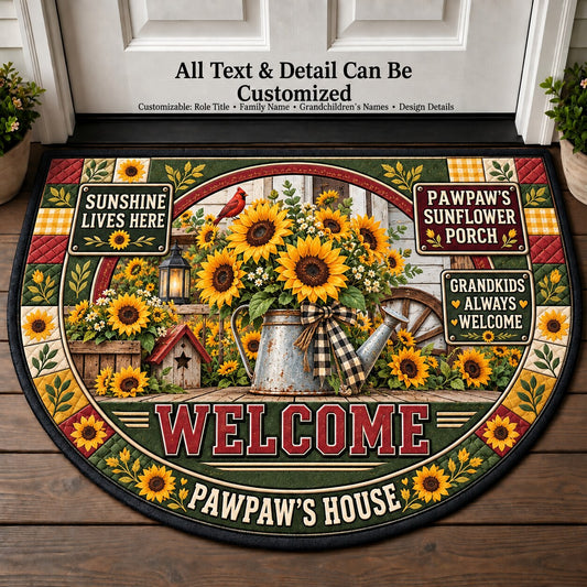Pawpaw's Sunflower Porch Personalized Half Round Mat | 5To9Vibe