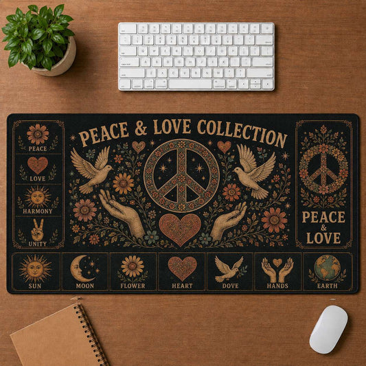 Peace & Love Collection Hippie Desk Mat Mouse Pad | 5To9Vibe - Peace & Love Collection style