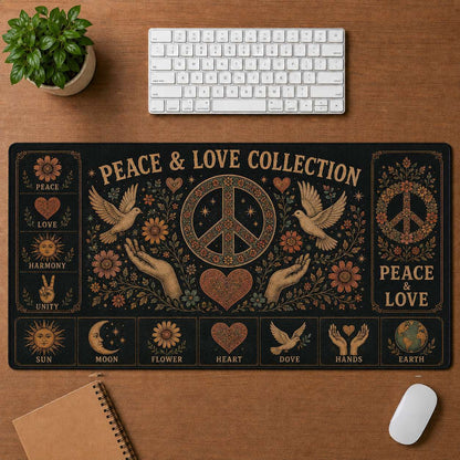 Groovy Essentials Hippie Desk Mat Mouse Pad | 5To9Vibe - Peace & Love Collection style