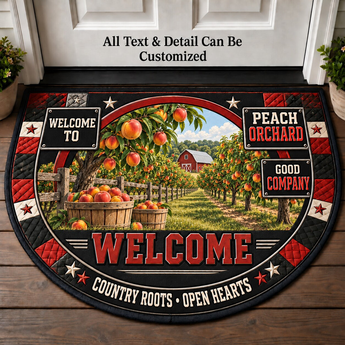 Peach Orchard Personalized Half Round Mat | 5To9Vibe