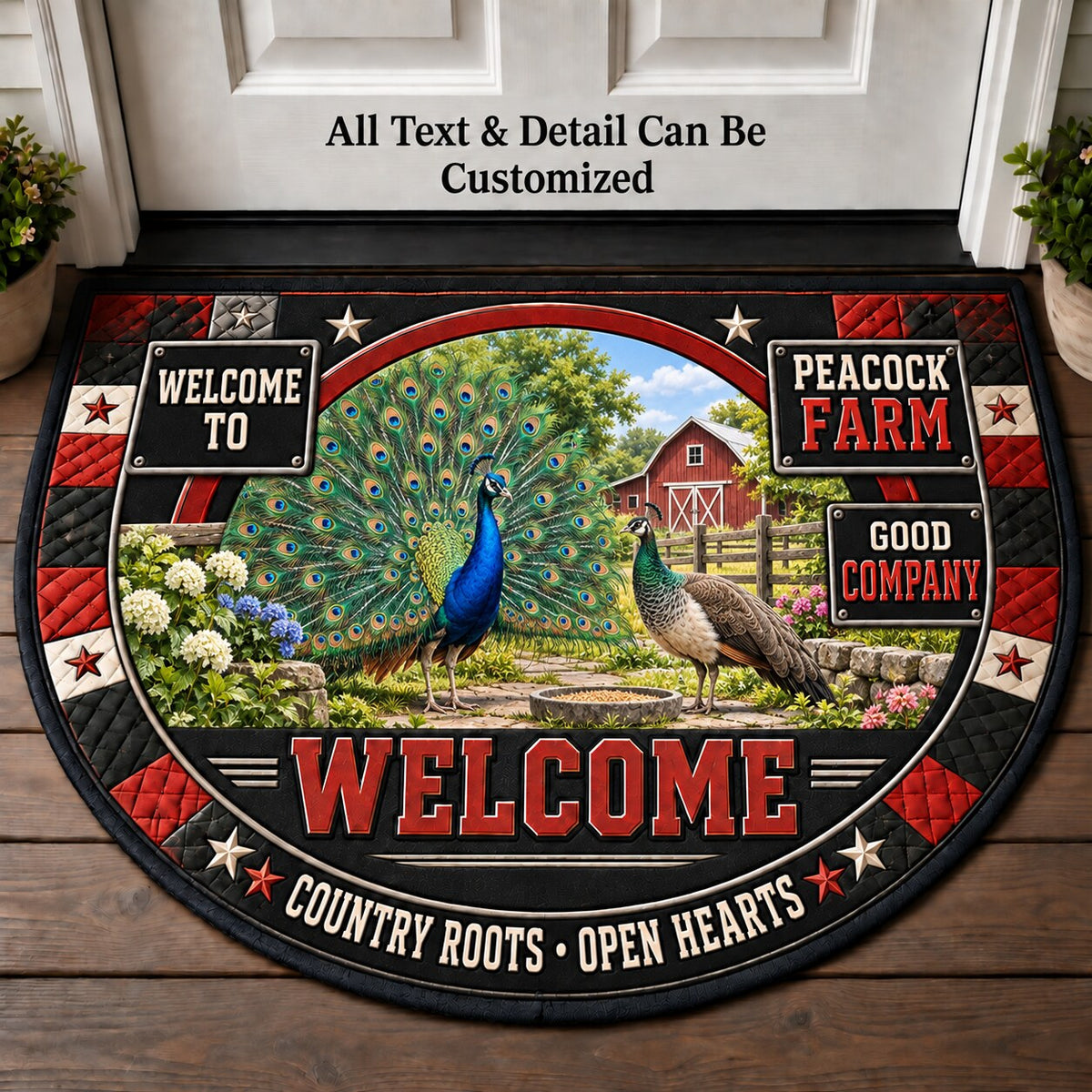 Peacock Farm Personalized Half Round Mat | 5To9Vibe