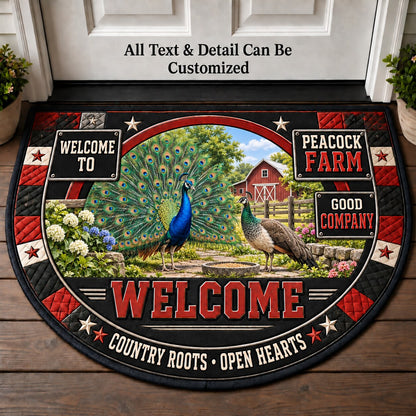 Peacock Farm Personalized Half Round Mat | 5To9Vibe