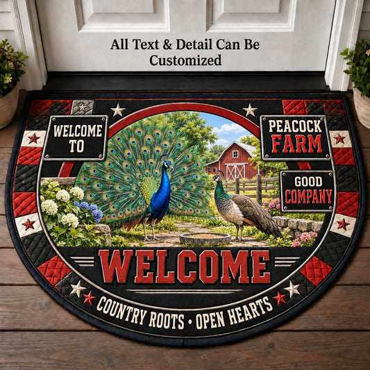 Peacock Farm Personalized Half Round Mat | 5To9Vibe