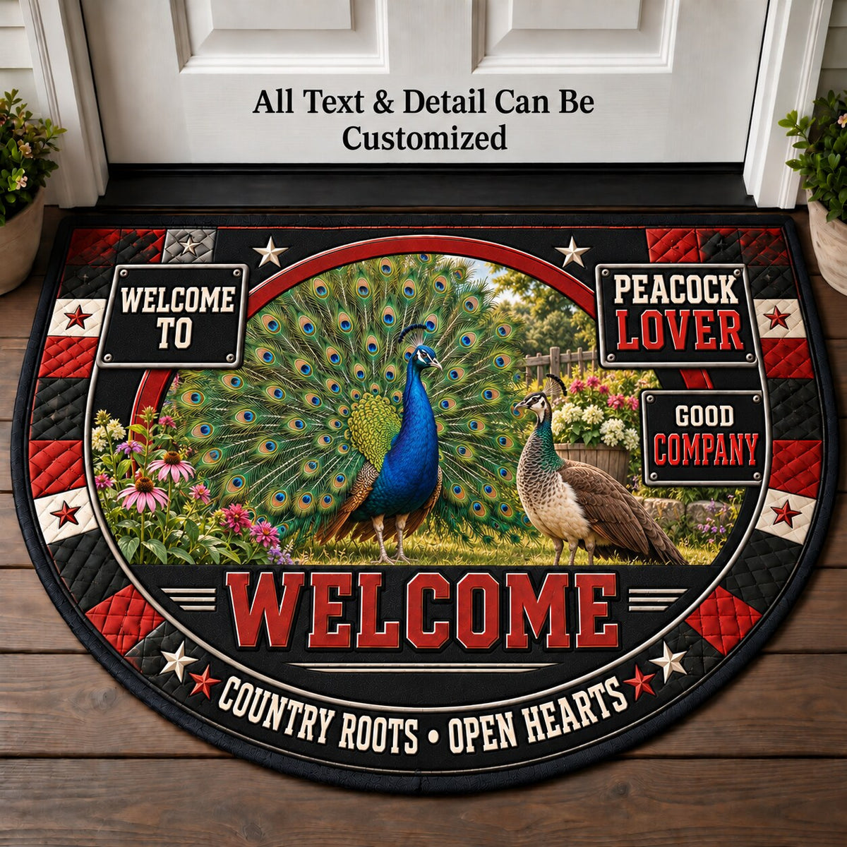 Peacock Lover Personalized Half Round Mat | 5To9Vibe